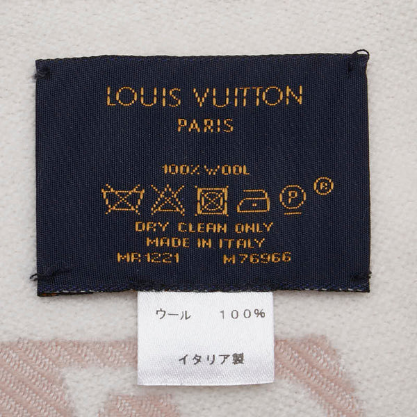 ルイ ヴィトン モノグラム エシャルプ シンプリーLV マフラー M76966 ベージュローズ ウール  LOUIS VUITTON 【中古】