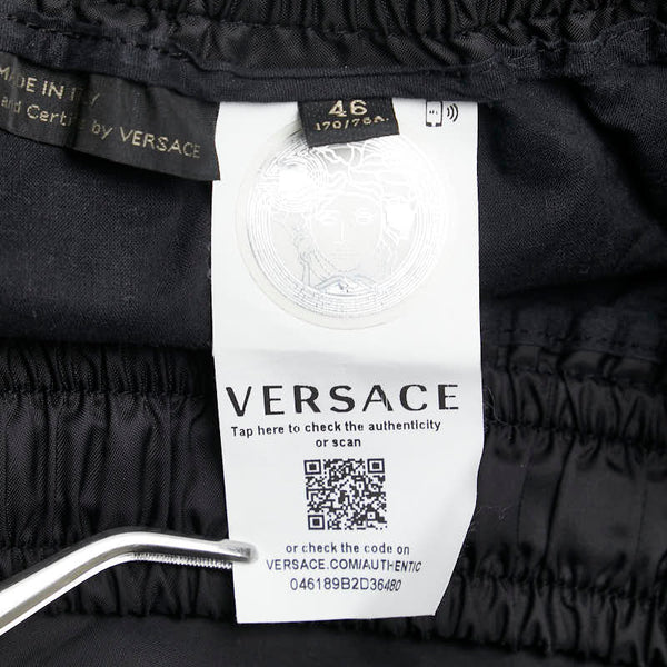 ヴェルサーチェ サイドライン パンツ サイズ：46 ブラック ホワイト ナイロン メンズ VERSACE 【中古】