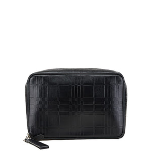 バーバリー ノバチェック クラッチバッグ セカンドバッグ ブラック レザー レディース BURBERRY 【中古】