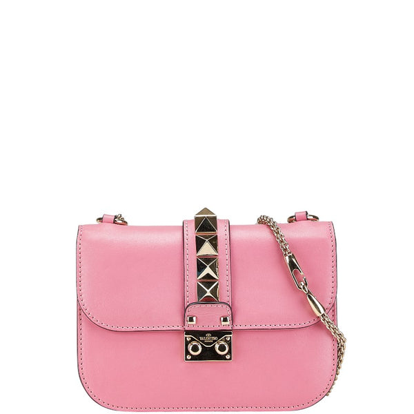 ヴァレンティノ ロックスタッズ チェーン ショルダーバッグ ピンク レザー レディース VALENTINO 【中古】