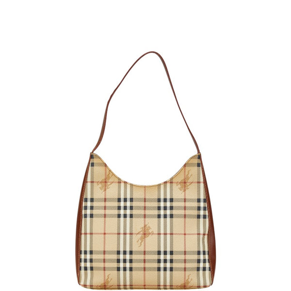 バーバリー ノバチェック シャドーホース ワンショルダーバッグ ハンドバッグ ベージュ ブラウン PVC レザー レディース BURBERRY 【中古】