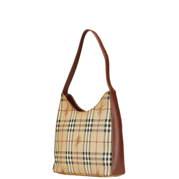 バーバリー ノバチェック シャドーホース ワンショルダーバッグ ハンドバッグ ベージュ ブラウン PVC レザー レディース BURBERRY 【中古】