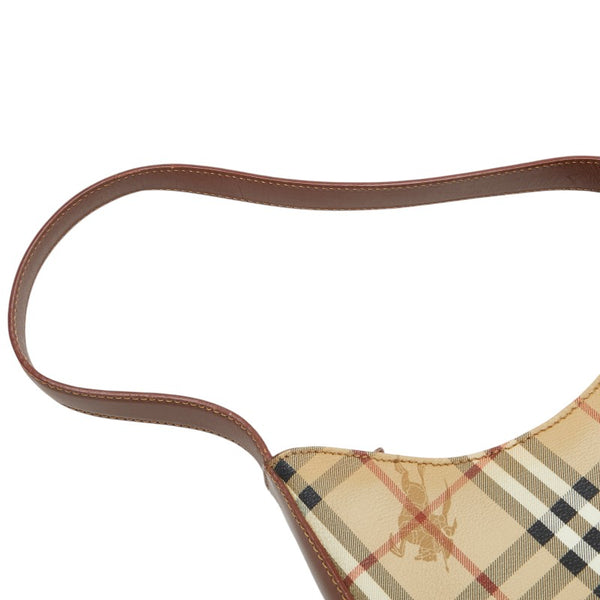 バーバリー ノバチェック シャドーホース ワンショルダーバッグ ハンドバッグ ベージュ ブラウン PVC レザー レディース BURBERRY 【中古】