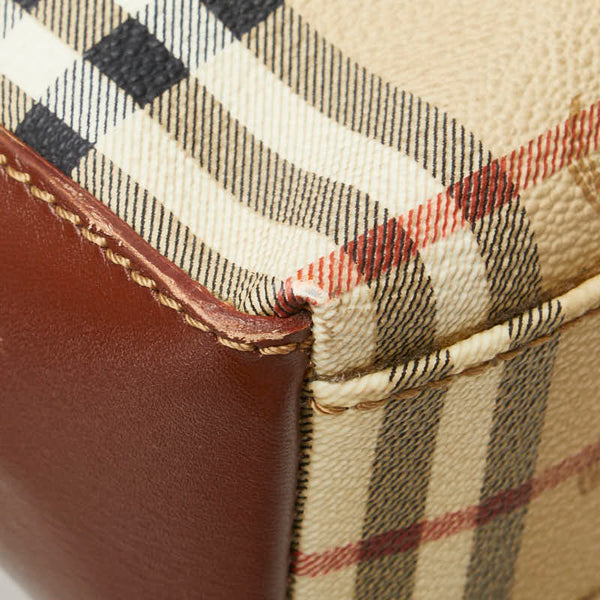 バーバリー ノバチェック シャドーホース ワンショルダーバッグ ハンドバッグ ベージュ ブラウン PVC レザー レディース BURBERRY 【中古】