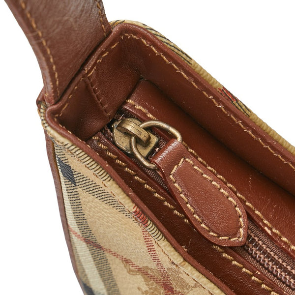 バーバリー ノバチェック シャドーホース ワンショルダーバッグ ハンドバッグ ベージュ ブラウン PVC レザー レディース BURBERRY 【中古】