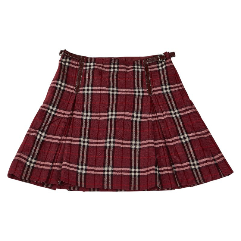 バーバリー ブルーレーベル チェック スカート サイズ：38 レッド マルチカラー ウール レディース BURBERRY 【中古】
