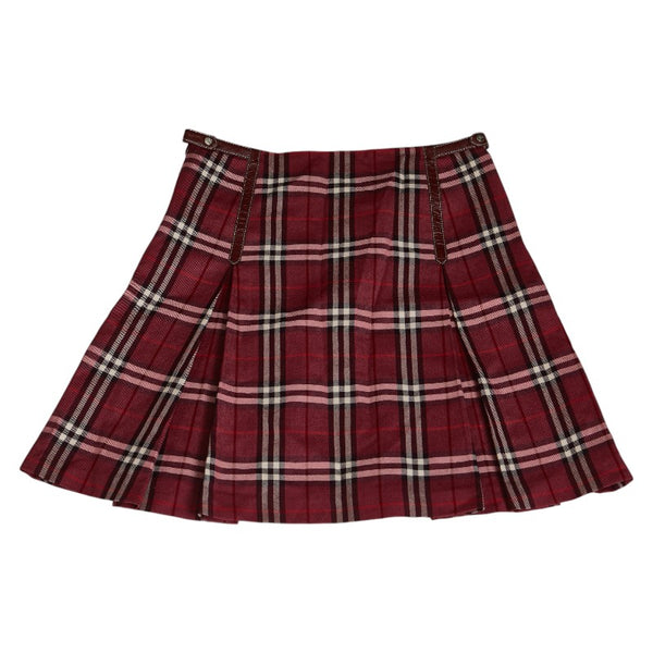 バーバリー ブルーレーベル チェック スカート サイズ：38 レッド マルチカラー ウール レディース BURBERRY 【中古】
