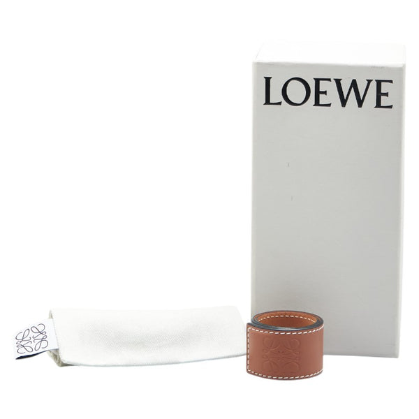 ロエベ アナグラム スモールスラップ ブレスレット タン ブラウン レザー レディース LOEWE 【中古】