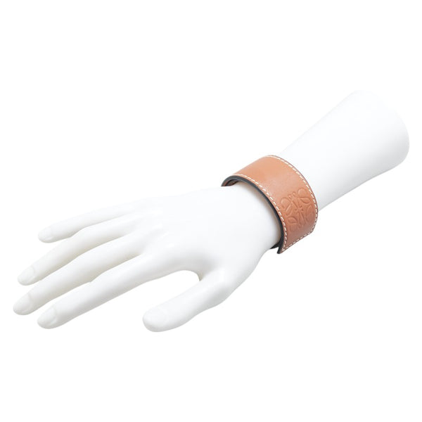ロエベ アナグラム スモールスラップ ブレスレット タン ブラウン レザー レディース LOEWE 【中古】
