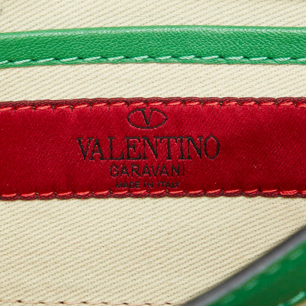 ヴァレンティノ Va Va Voom ロックスタッズ チェーン 斜め掛け ショルダーバッグ グリーン レザー レディース VALENTINO 【中古】