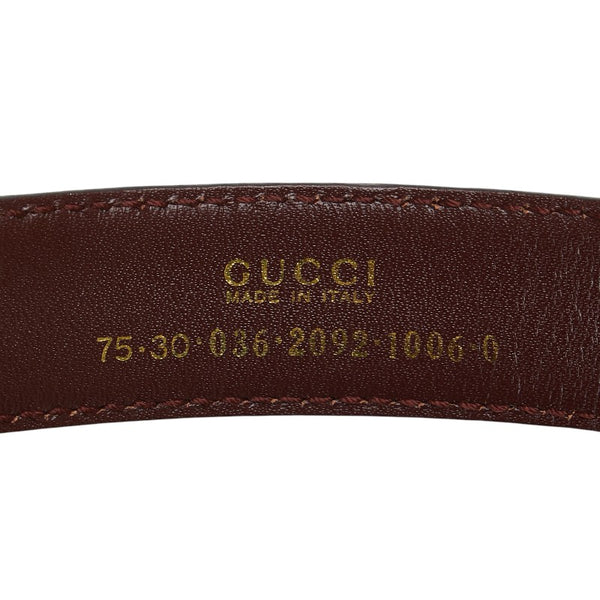 グッチ ロゴ ベルト サイズ：70/30 036 2092 1006 0 ワインレッド ボルドー レザー レディース GUCCI 【中古】