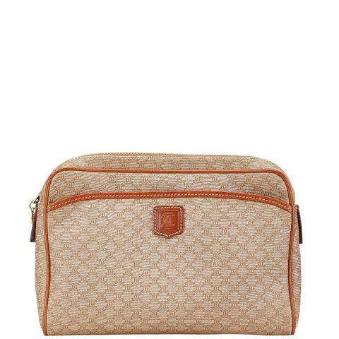 セリーヌ マカダム セカンドバッグ クラッチバッグ ベージュ ブラウン PVC レザー レディース CELINE 【中古】