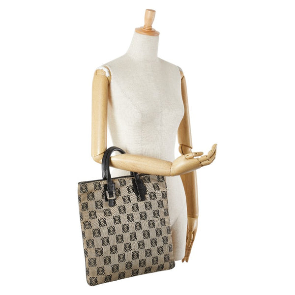 ロエベ アナグラム トートバッグ ハンドバッグ ベージュ キャンバス レザー レディース LOEWE 【中古】