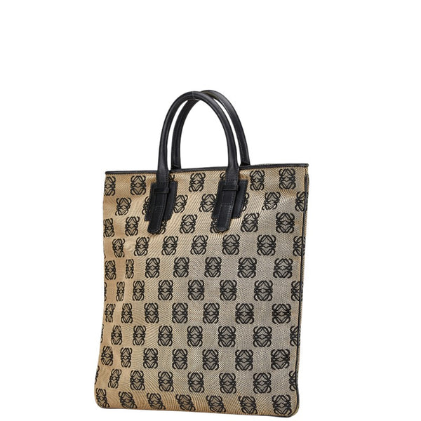ロエベ アナグラム トートバッグ ハンドバッグ ベージュ キャンバス レザー レディース LOEWE 【中古】