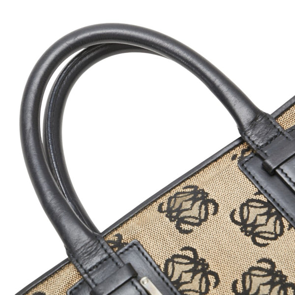 ロエベ アナグラム トートバッグ ハンドバッグ ベージュ キャンバス レザー レディース LOEWE 【中古】