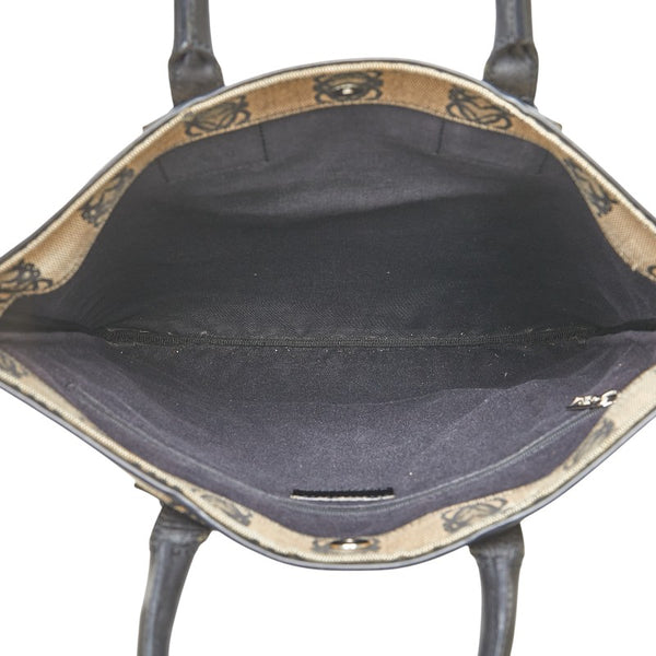 ロエベ アナグラム トートバッグ ハンドバッグ ベージュ キャンバス レザー レディース LOEWE 【中古】