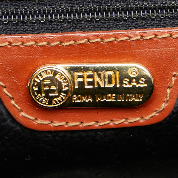 フェンディ ぺカン ハンドバッグ カーキ ブラウン PVC レザー レディース FENDI 【中古】