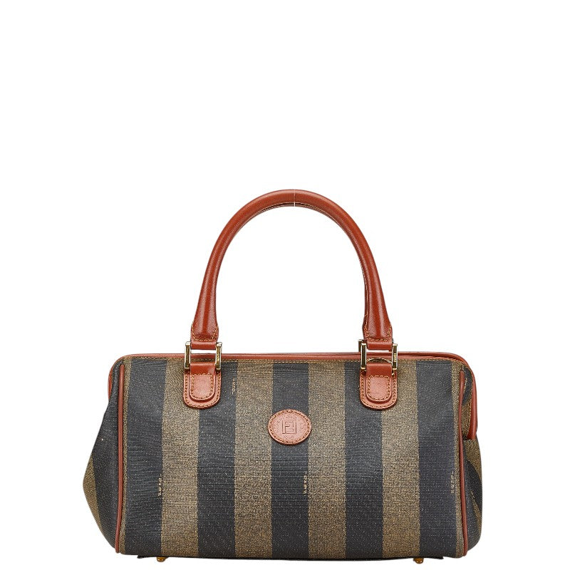 フェンディ ぺカン ハンドバッグ カーキ ブラウン PVC レザー レディース FENDI 【中古】