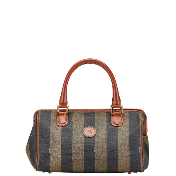 フェンディ ぺカン ハンドバッグ カーキ ブラウン PVC レザー レディース FENDI 【中古】