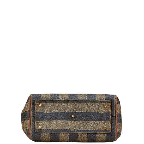 フェンディ ぺカン ハンドバッグ カーキ ブラウン PVC レザー レディース FENDI 【中古】