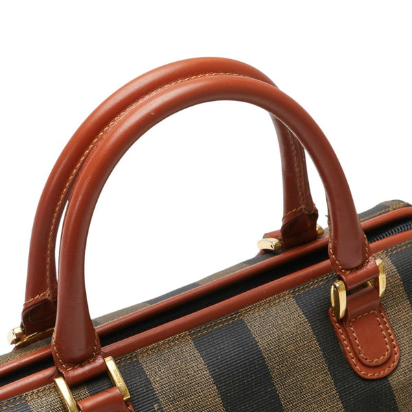 フェンディ ぺカン ハンドバッグ カーキ ブラウン PVC レザー レディース FENDI 【中古】