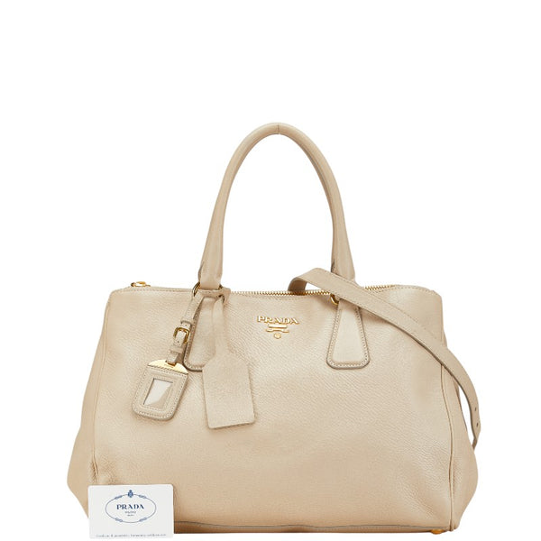 プラダ ハンドバッグ ショルダーバッグ 2WAY ベージュ レザー レディース PRADA 【中古】