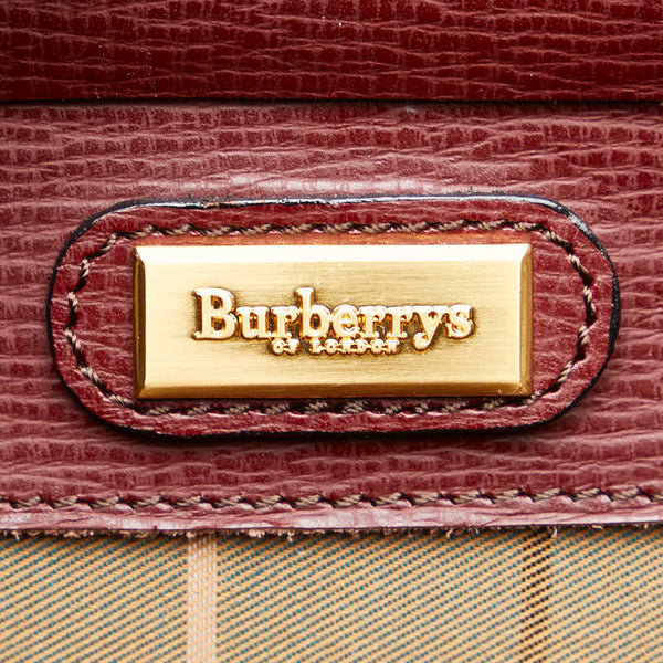バーバリー ノバチェック ハンドバッグ ドクターズバッグ ビジネスバッグ ブリーフケース ワインレッド レザー レディース BURBERRY 【中古】