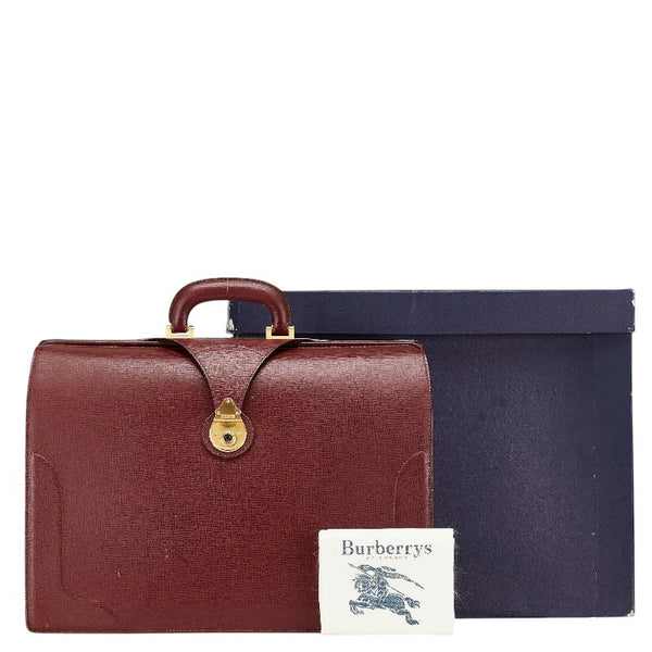 バーバリー ノバチェック ハンドバッグ ドクターズバッグ ビジネスバッグ ブリーフケース ワインレッド レザー レディース BURBERRY 【中古】