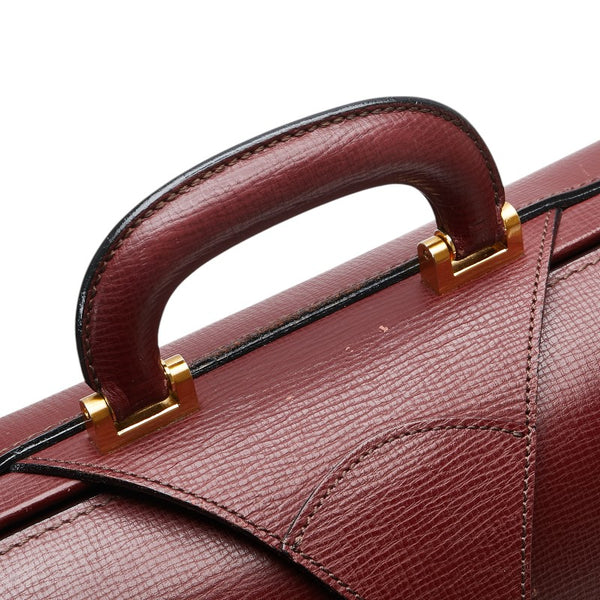 バーバリー ノバチェック ハンドバッグ ドクターズバッグ ビジネスバッグ ブリーフケース ワインレッド レザー レディース BURBERRY 【中古】