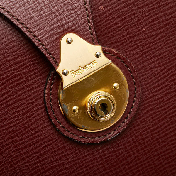 バーバリー ノバチェック ハンドバッグ ドクターズバッグ ビジネスバッグ ブリーフケース ワインレッド レザー レディース BURBERRY 【中古】
