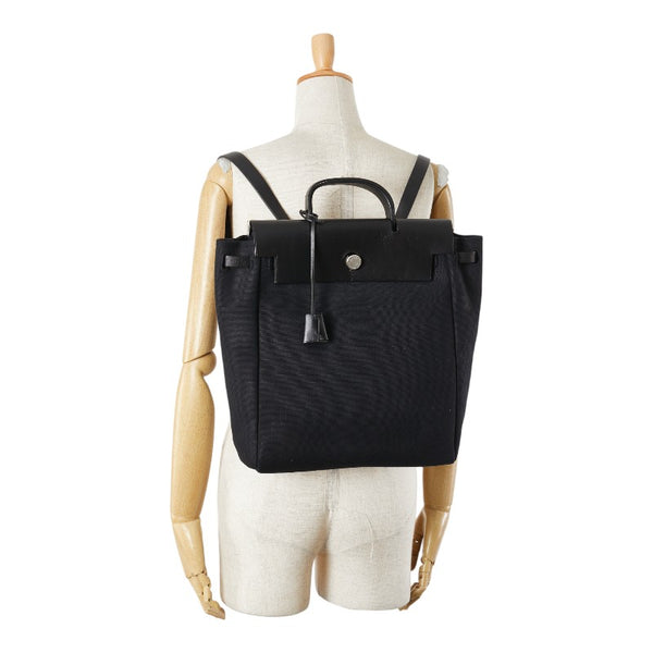 エルメス エールバッグ アドPM リュック バックパック ブラック トワルオフィシエ レザー レディース HERMES 【中古】