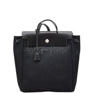 エルメス エールバッグ アドPM リュック バックパック ブラック トワルオフィシエ レザー レディース HERMES 【中古】