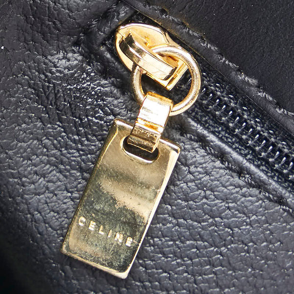 セリーヌ マカダム ハンドバッグ ブラック PVC レザー レディース CELINE 【中古】
