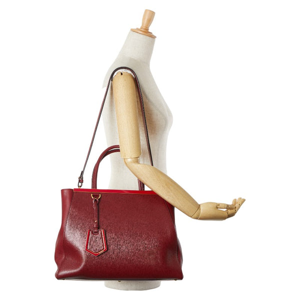 フェンディ トロワジュール ハンドバッグ ショルダーバッグ２WAY 8BH250 レッド レザー レディース FENDI 【中古】