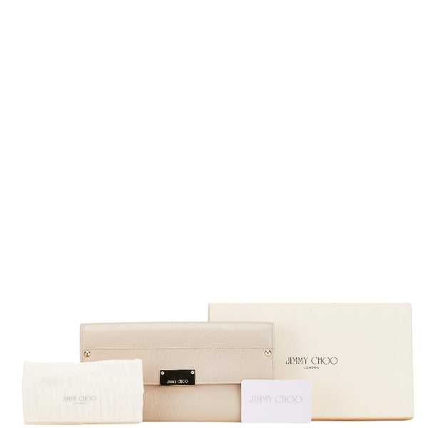 ジミーチュウ ロゴ 長財布 ベージュ レザー レディース JIMMY CHOO 【中古】