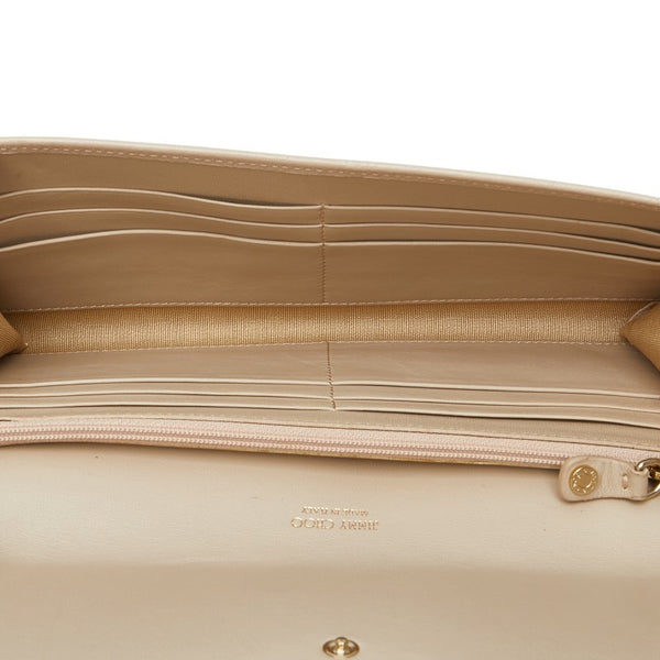 ジミーチュウ ロゴ 長財布 ベージュ レザー レディース JIMMY CHOO 【中古】