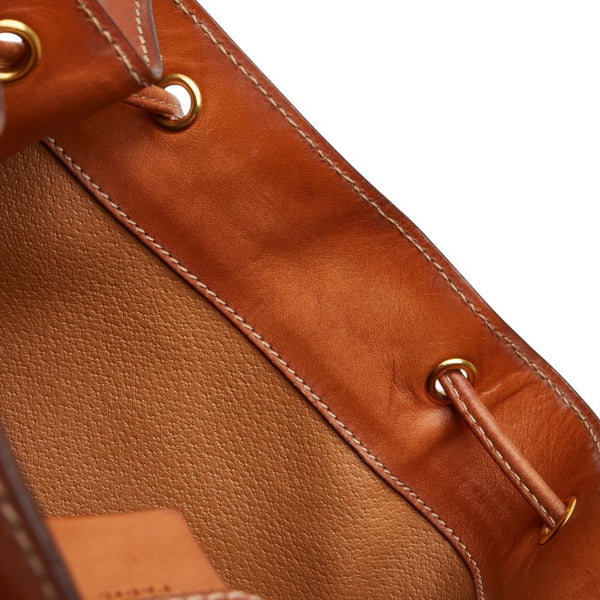 セリーヌ マカダム 斜め掛け ショルダーバッグ 巾着 ブラウン PVC レザー レディース CELINE 【中古】