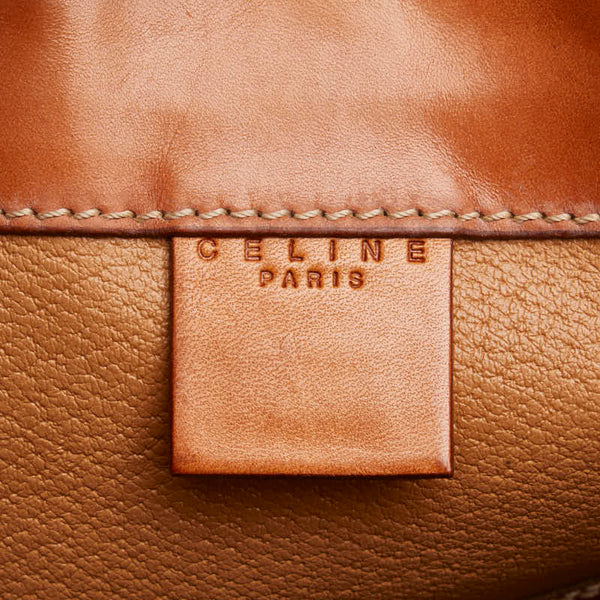 セリーヌ マカダム 斜め掛け ショルダーバッグ 巾着 ブラウン PVC レザー レディース CELINE 【中古】