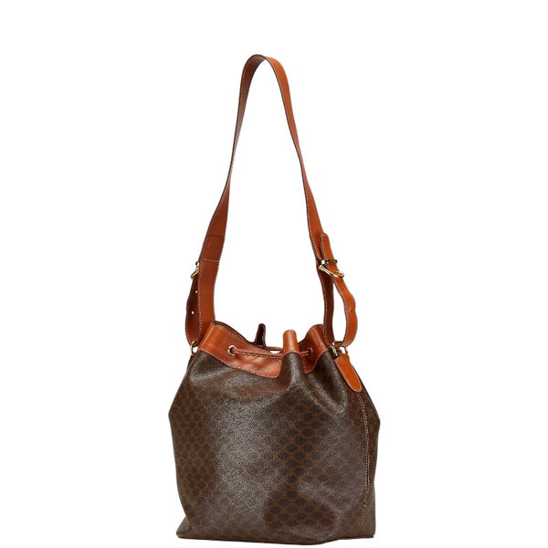 セリーヌ マカダム 斜め掛け ショルダーバッグ 巾着 ブラウン PVC レザー レディース CELINE 【中古】