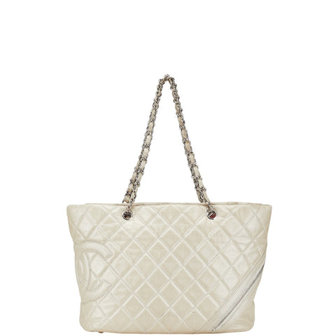 シャネル カンボンライン コットンクラブ チェーン トートバッグ アイボリー ホワイト ラムスキン レディース CHANEL 【中古】