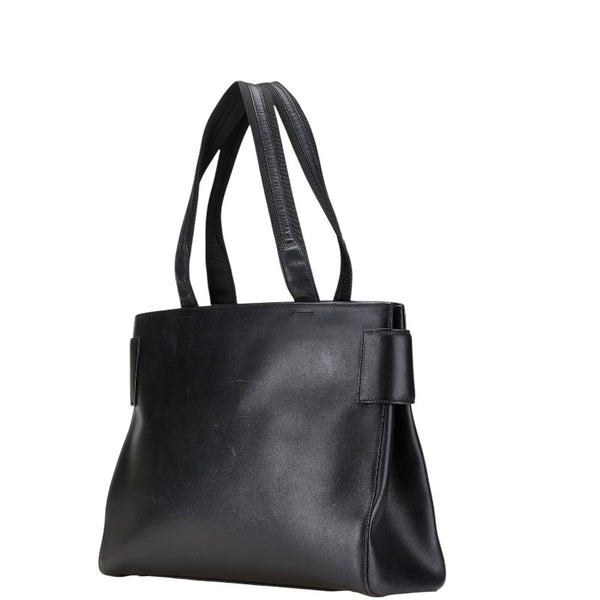プラダ ロゴ ハンドバッグ トートバッグ ブラック レザー レディース PRADA 【中古】