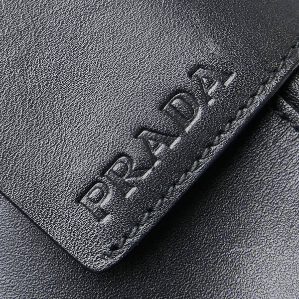 プラダ ロゴ ハンドバッグ トートバッグ ブラック レザー レディース PRADA 【中古】