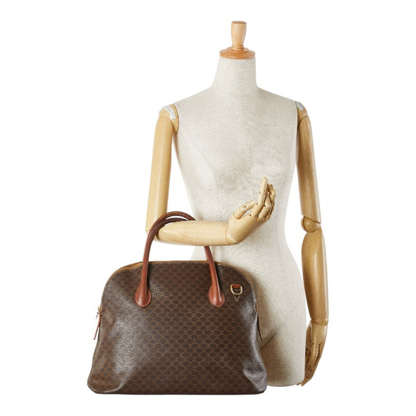 セリーヌ マカダム ハンドバッグ ブラウン PVC レザー レディース CELINE 【中古】