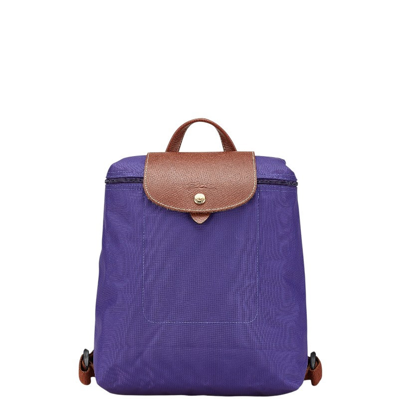 ロンシャン ル プリアージュ リュック バックパック パープル ブラウン ナイロン レザー レディース Longchamp 【中古】