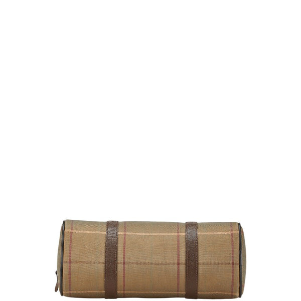 バーバリー チェック シャドーホース ハンドバッグ ミニボストンバッグ カーキ ブラウン キャンバス レザー レディース BURBERRY 【中古】