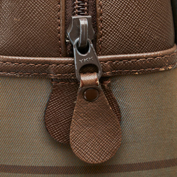 バーバリー チェック シャドーホース ハンドバッグ ミニボストンバッグ カーキ ブラウン キャンバス レザー レディース BURBERRY 【中古】