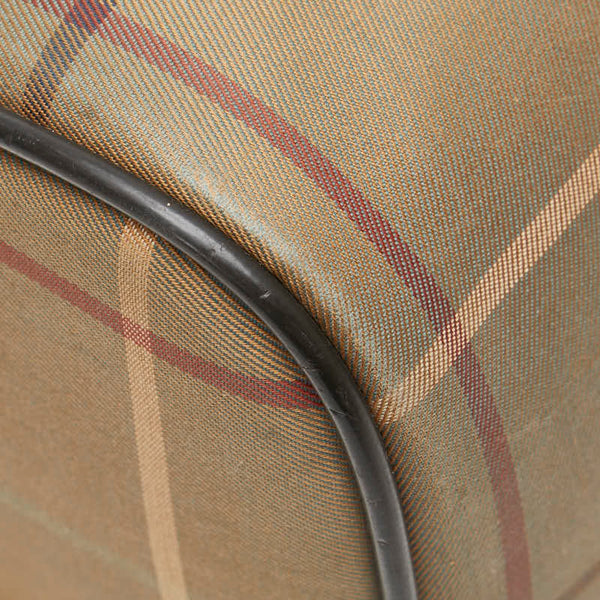 バーバリー チェック シャドーホース ハンドバッグ ミニボストンバッグ カーキ ブラウン キャンバス レザー レディース BURBERRY 【中古】