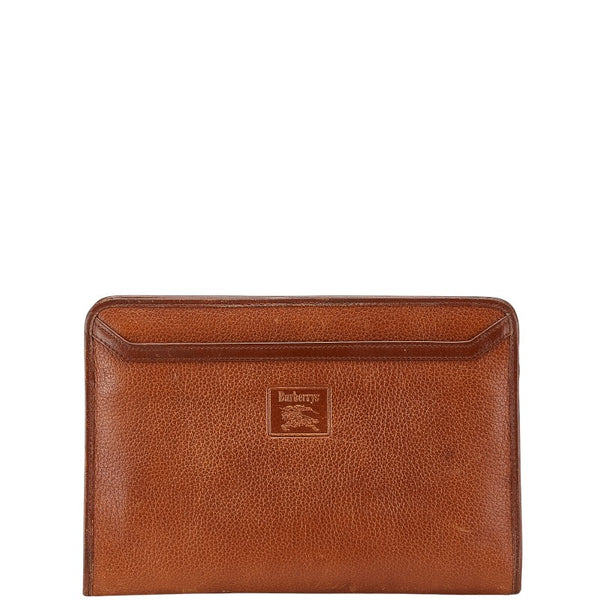 バーバリー ノバチェック シャドーホース クラッチバッグ ブラウン レザー レディース BURBERRY 【中古】