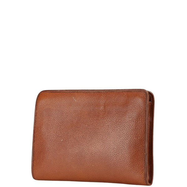 バーバリー ノバチェック シャドーホース クラッチバッグ ブラウン レザー レディース BURBERRY 【中古】