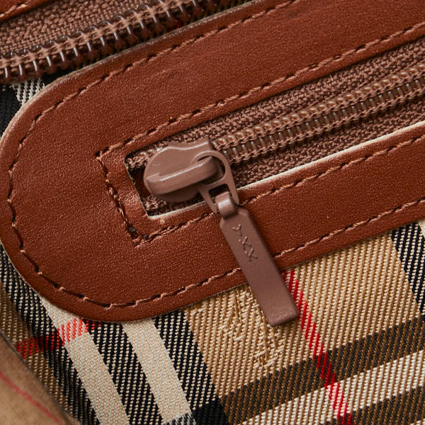 バーバリー ノバチェック シャドーホース クラッチバッグ ブラウン レザー レディース BURBERRY 【中古】
